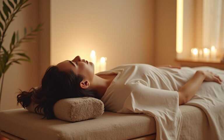 Séance de pressothérapie pour la récupération et le bien-être dans un cadre relaxant.