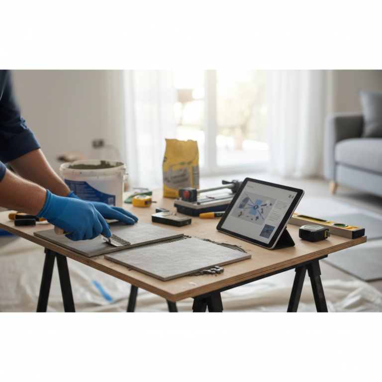 Illustration réaliste sur Formation carrelage : MaFormationBrico pour rénover soi-même