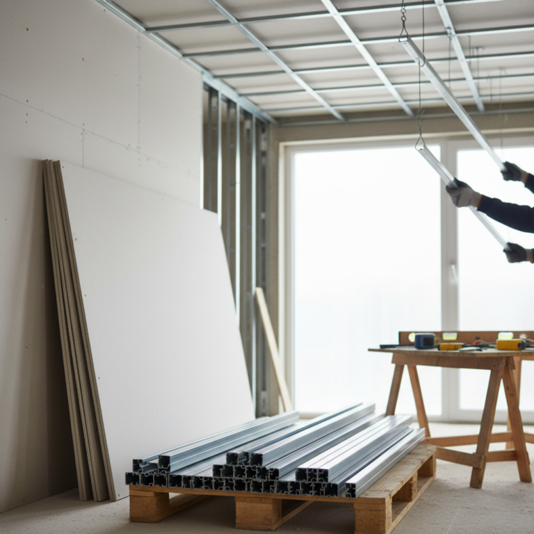 Illustration réaliste sur Fourrure placo : ossature fiable pour plafonds et doublages